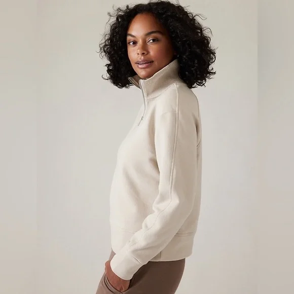 Athleta Retroplush Revive Half Zip Sweatshirt abalone - Picture 2 of 3